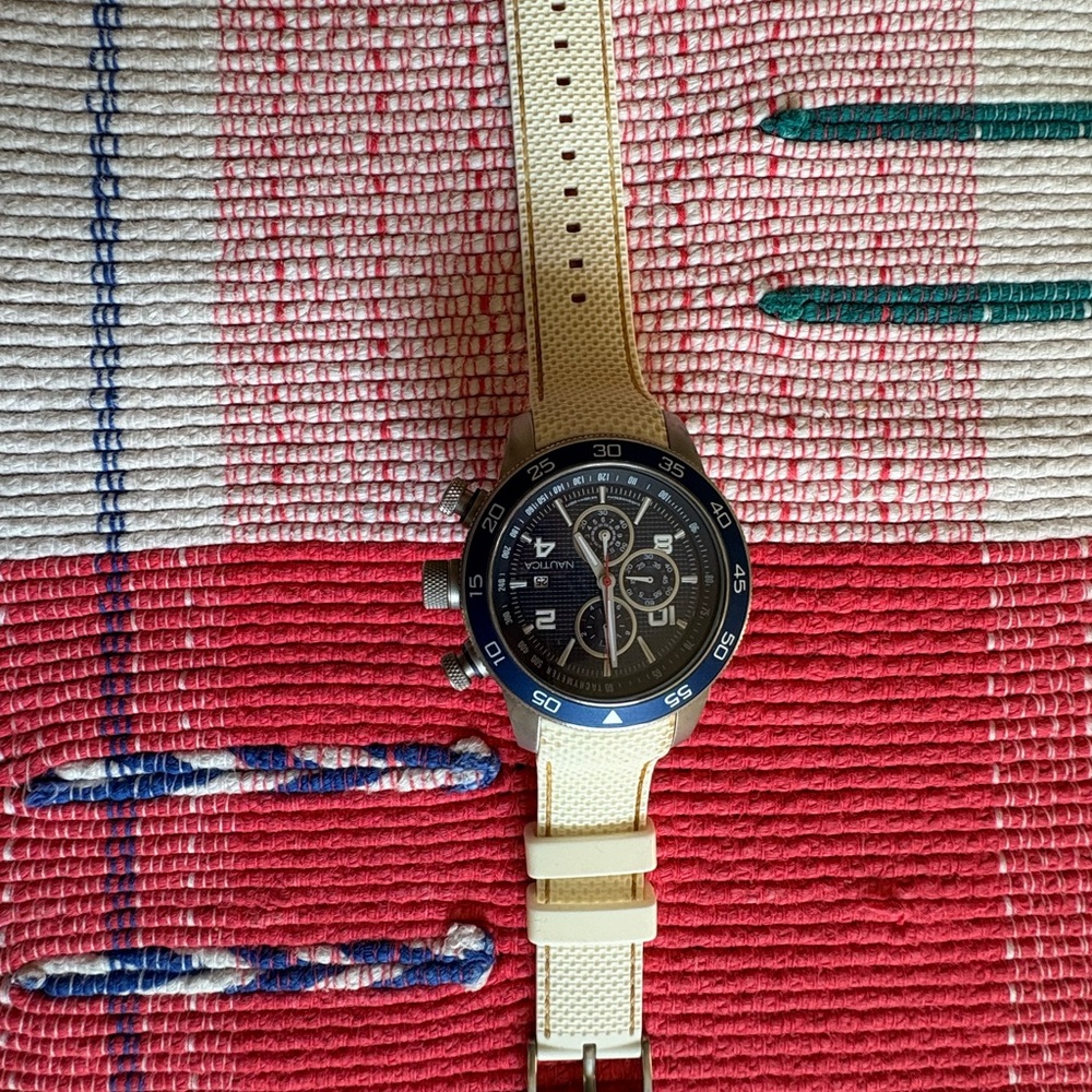 Nautica Black and Tan Men's Watch